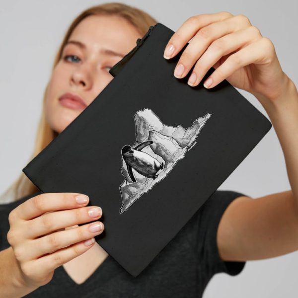 Kosmetiktasche - schwarz mit PINGUIN Print