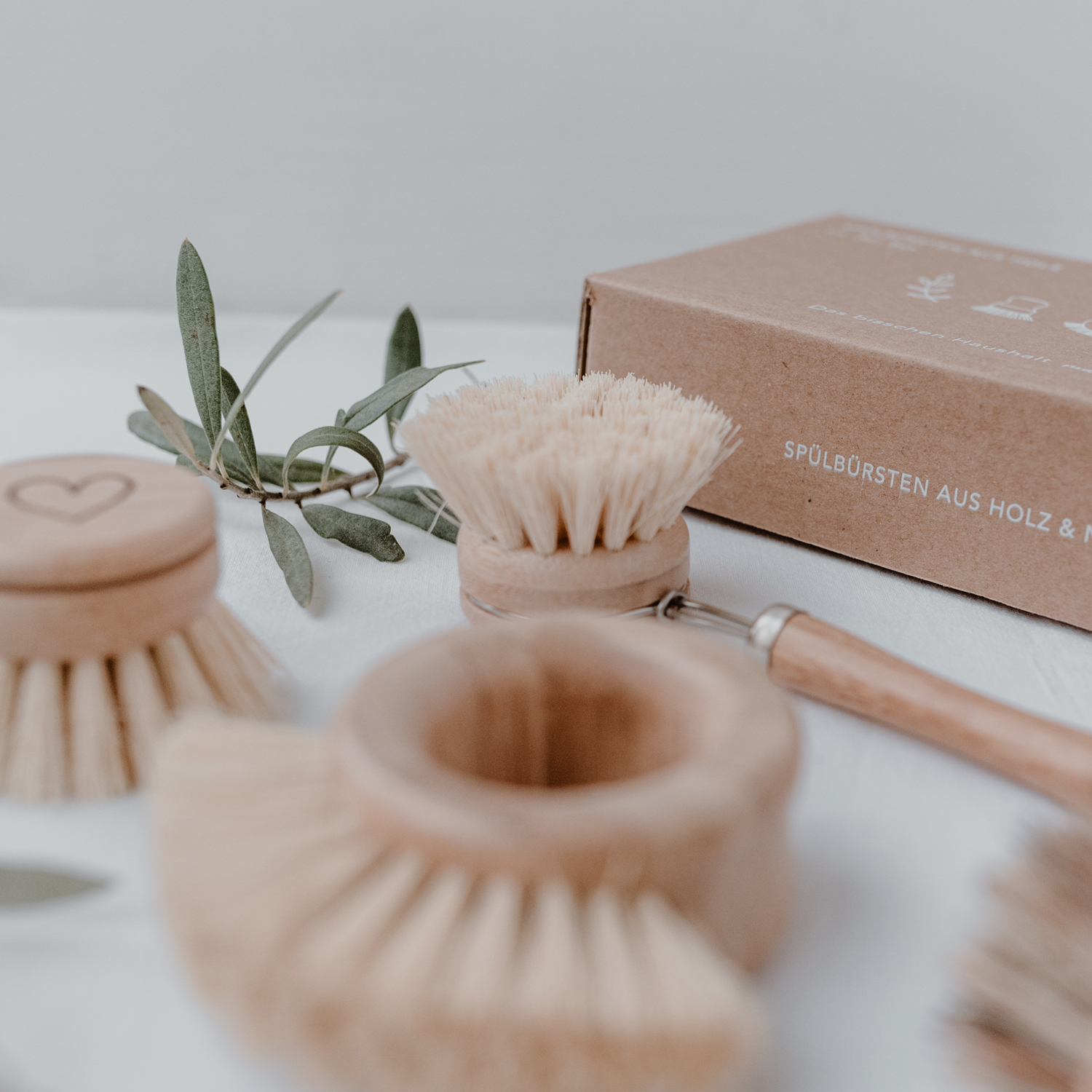Spülbürsten Holz 5er Set – plastikfreier, vegane Küchenhelfer