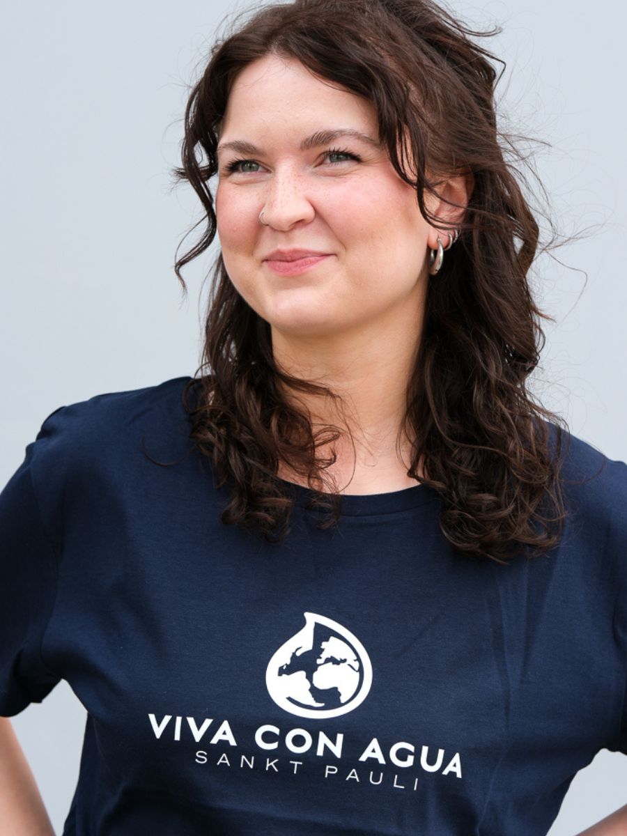 Viva con Agua LOGO Damen T-Shirt Dunkelblau
