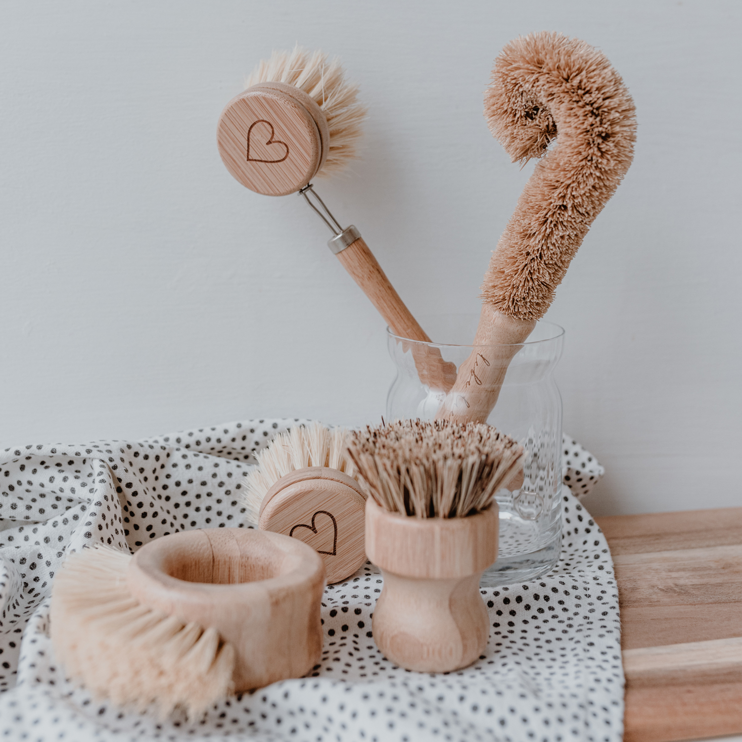 Spülbürsten Holz 5er Set – plastikfreier, vegane Küchenhelfer