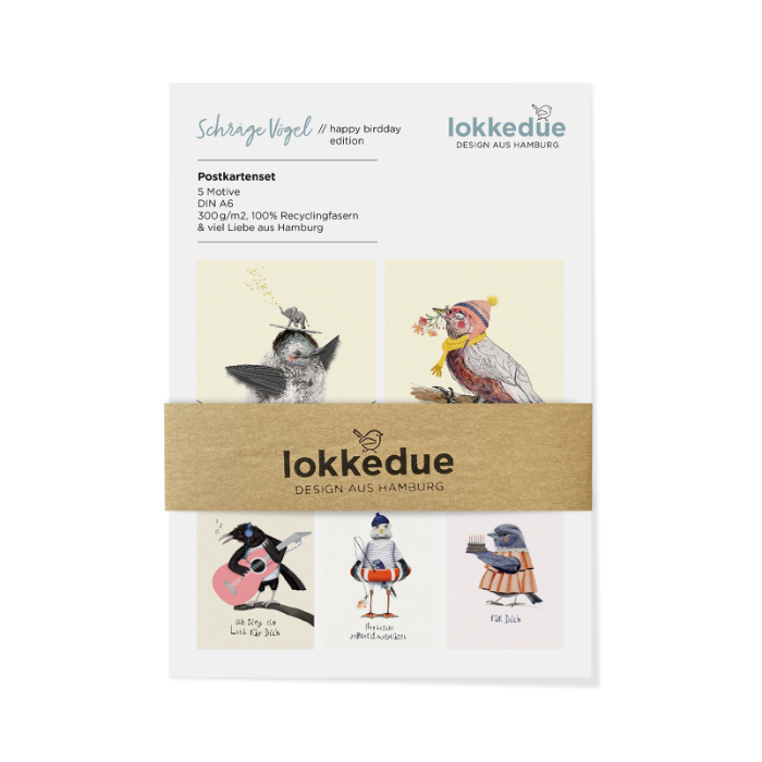 Postkarten Set mit Vogelmotiven "birdday edition" 