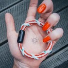 Labrador Sea Bracenet Armband - Rot Weiss mit Verschluss Schwarz