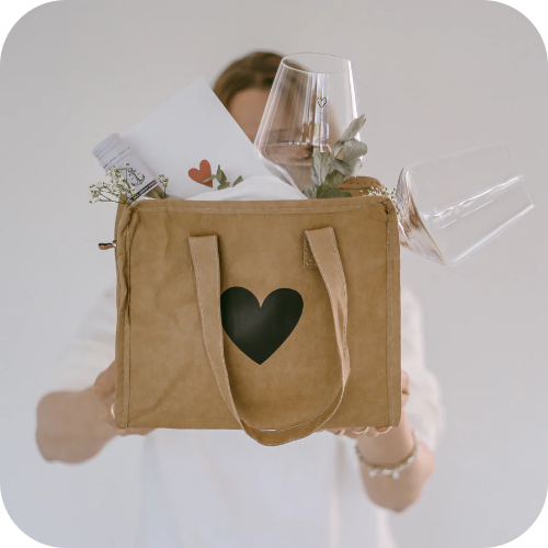 Nachhaltige Kühltasche aus Papier mit Herz Motiv
